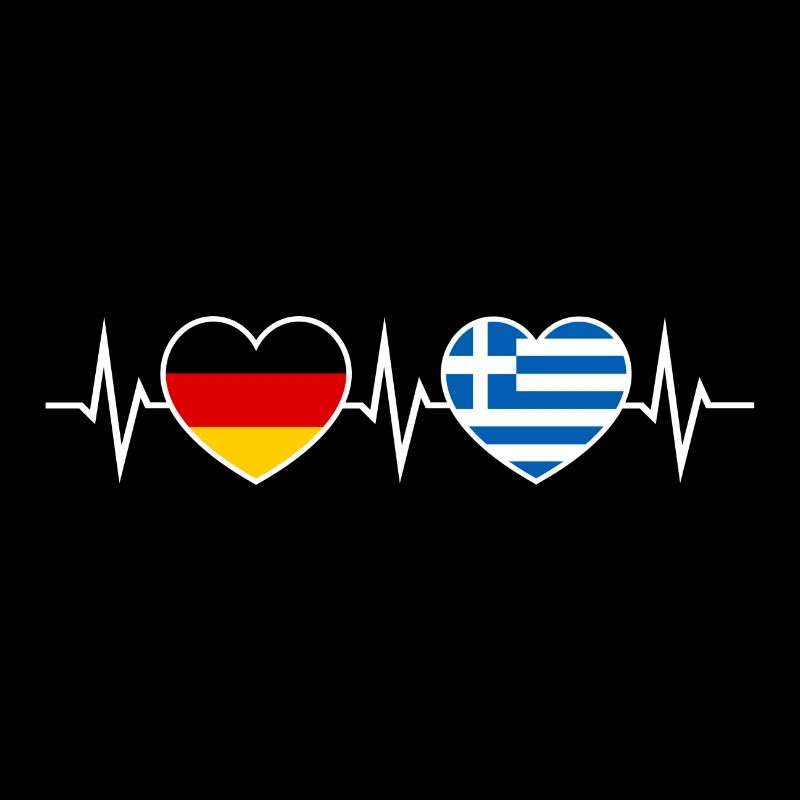 Deutsch-Grieche Deutsch Griechisch Zwei Herzen EKG