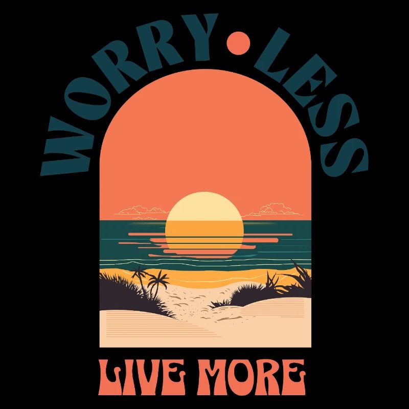 Worry Less Live More Retro Style Sunset