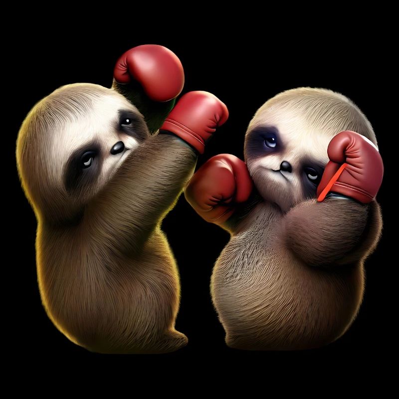 Mignon bébé paresseux dans un match de boxe