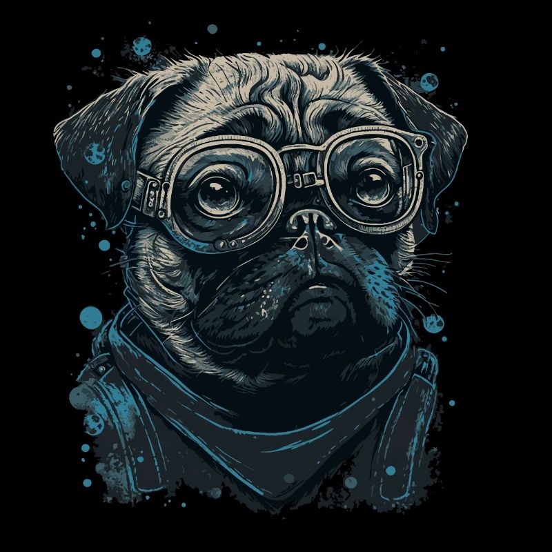 Chien carlin avec des lunettes de nerd