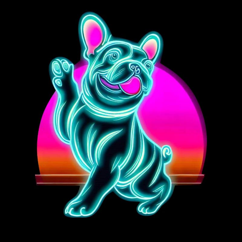 Frenchi Bulldogge Synthwave Sunset