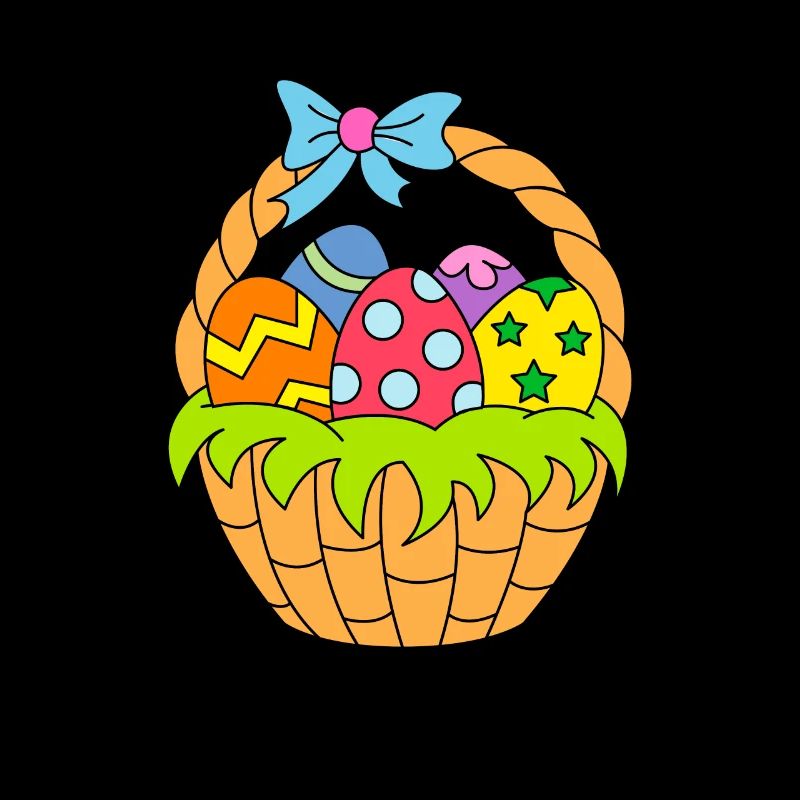 Panier de Pâques et oeufs de Pâques