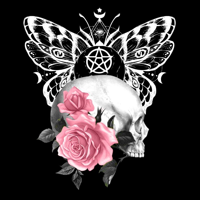 Night flowers gothic goth skull death skull punk