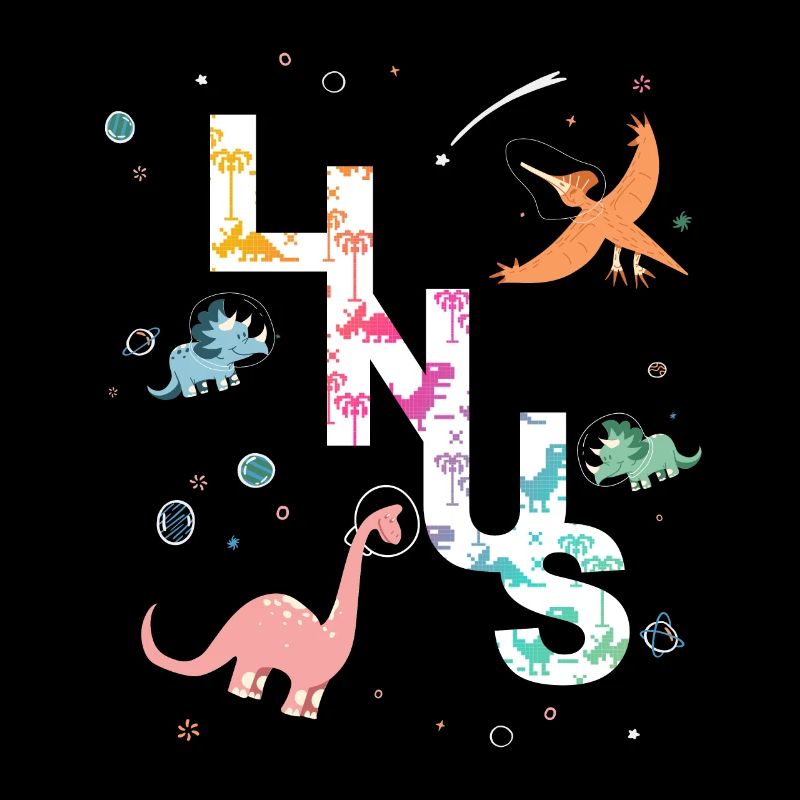 Linus - Beau nom de garçon avec Cool Space Dinos