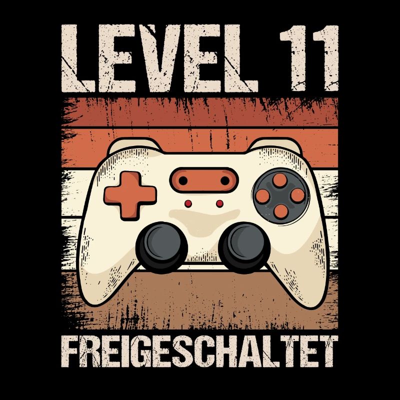 Gamer Level 11 Geburtstag Controller Gamepad retro