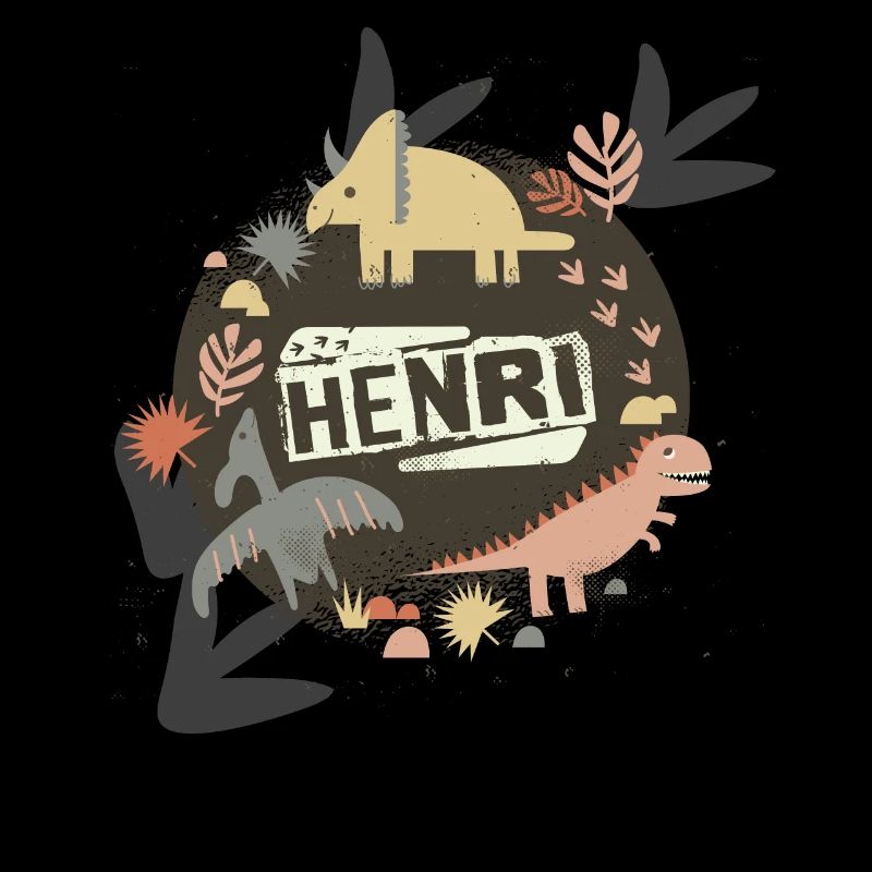 HENRI - Beautiful boy name with cute dinosaurs