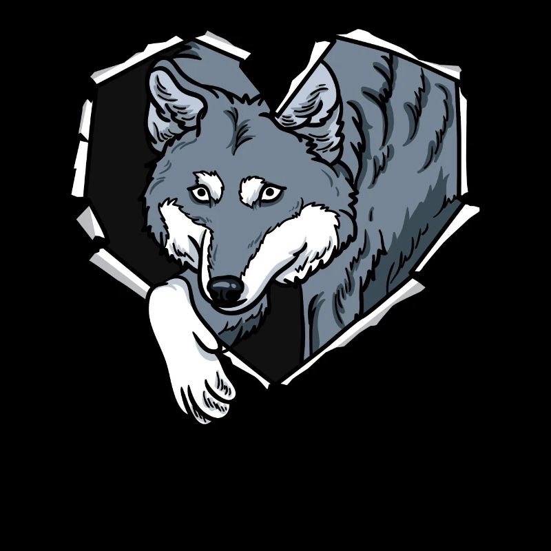 Crack Wolf Torn Hole Coeur Loup Visage
