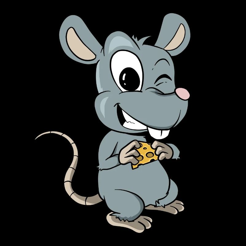 Funny mouse with a piece of cheese