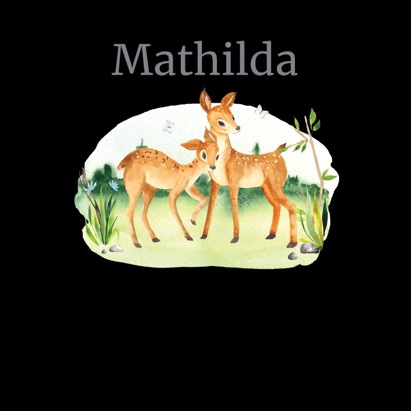 Forêt Animal Cerf Fleurs Nom Mathilde