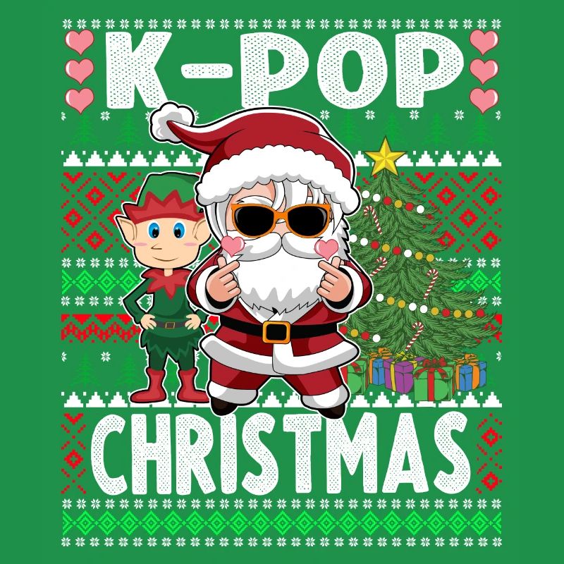Weihnachtsmann und Elf K-Pop Weihnachten hässlicher Pullover