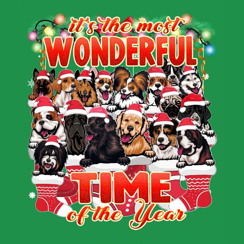 Conceptions de chiens de Noël - Drôles de chiens mignons Noël