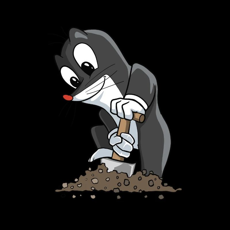 Cute mole digs molehills
