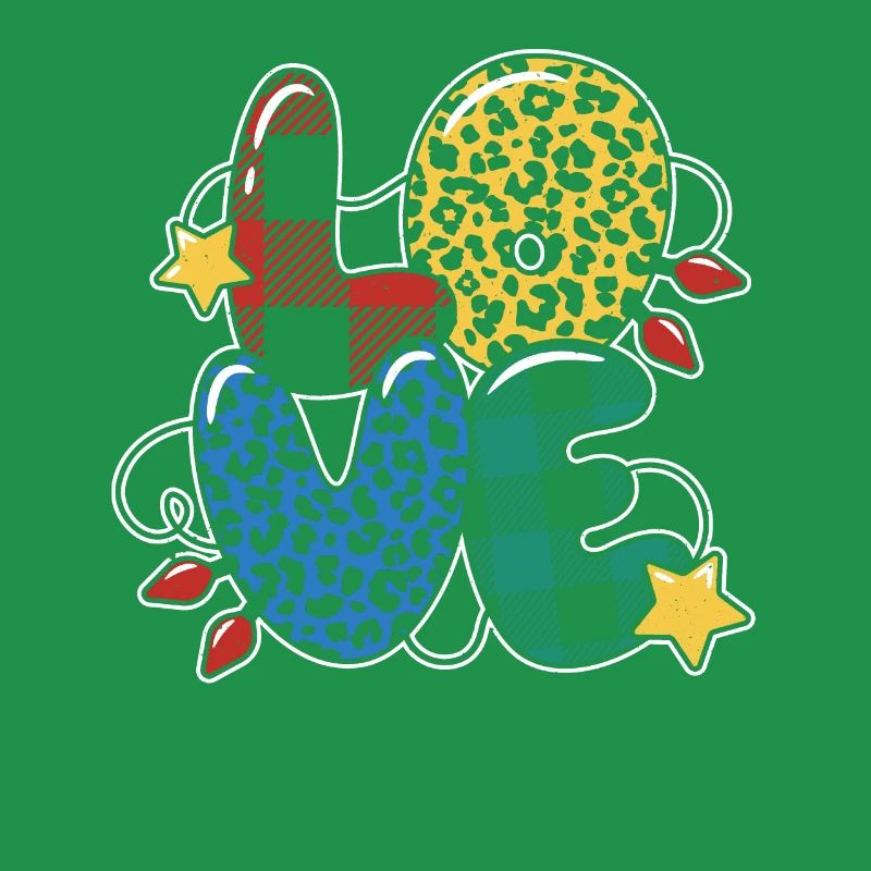 Plaid Pattern Leopard Pattern Love Christmas