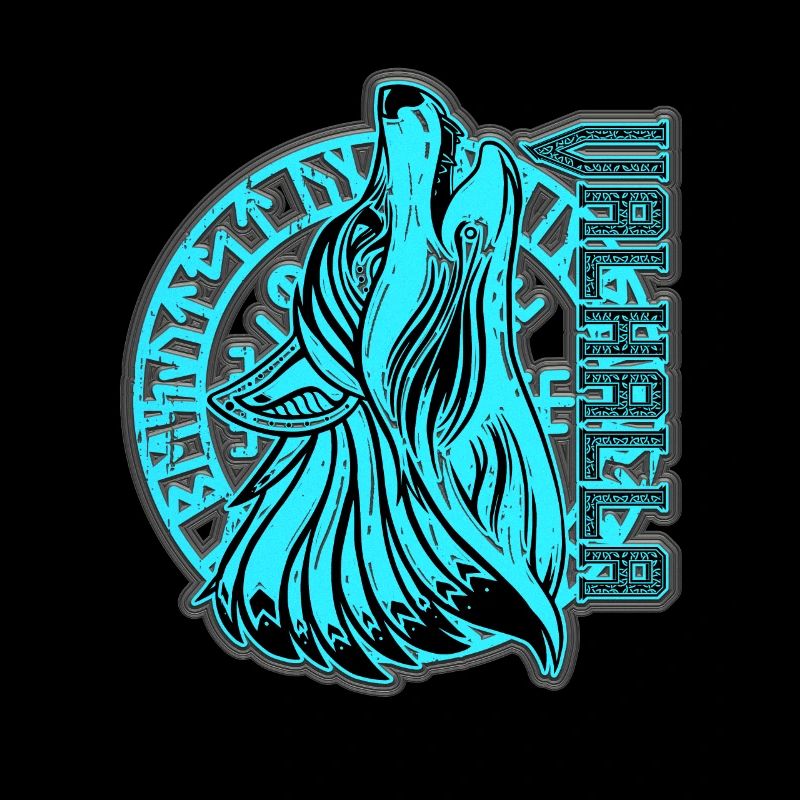 Valhalla Wolf Odin Runes Nordic Compass
