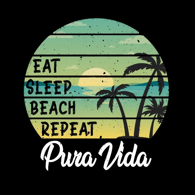 Eat Sleep Beach Repeat Pura Vida Palmen Sunset