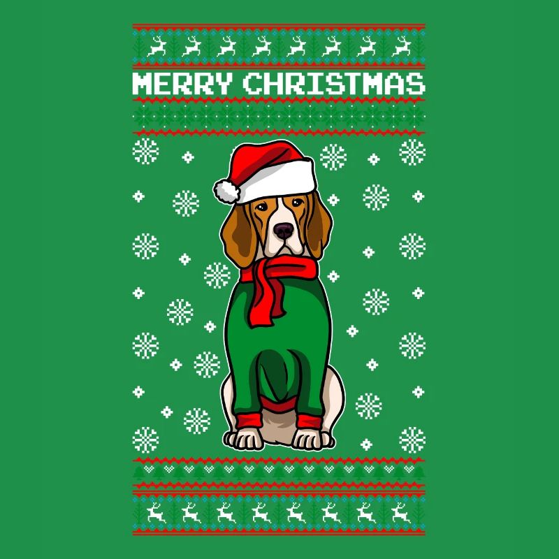 Chien Beagle avec pull de Noël moche