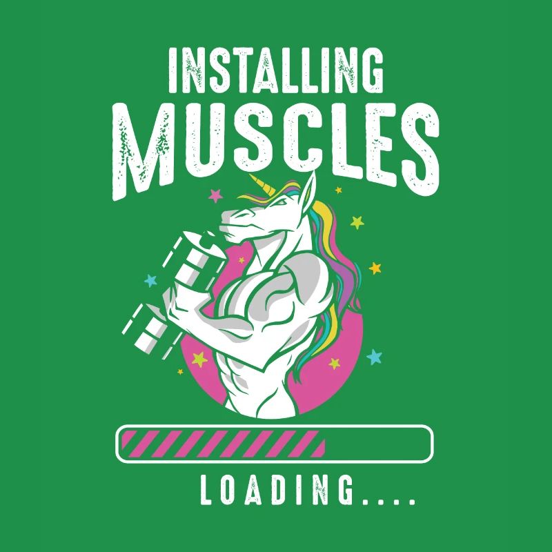 Installing Muscles Loading Workout Gym Unicorn