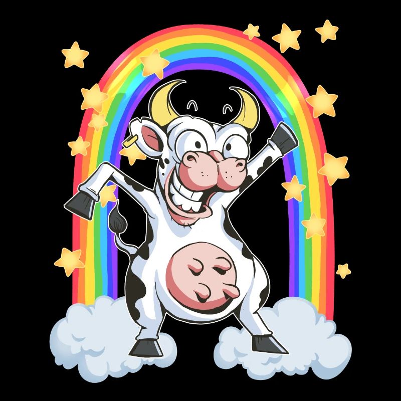 Rainbow cow crazy dancing fun funny