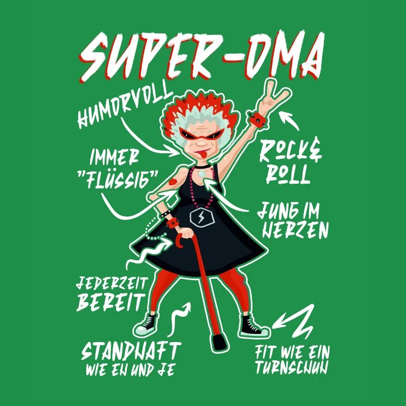 Anatomie eines Super Oma Großmutter Omi