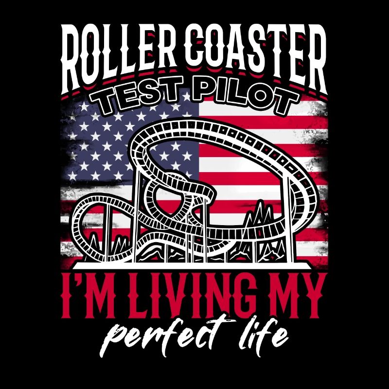 Roller Coaster Test Pilot USA Flagge Fahrgeschäft.