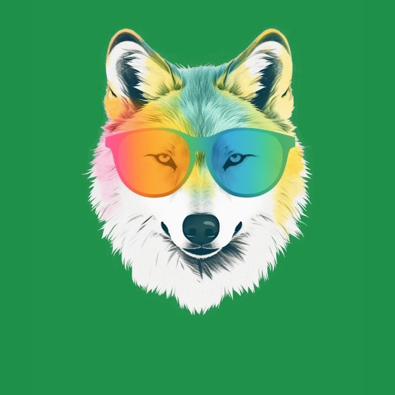 White Wolf Rainbow Sunglass Frame Wolves Graphique