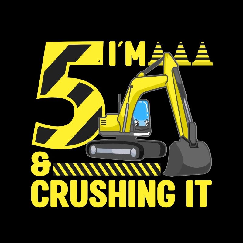 Construction Party 5th Birthday 5 Years Old Digger