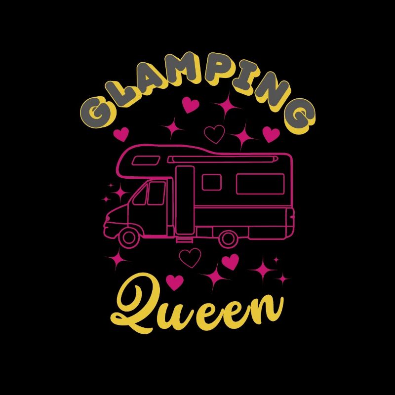 Glamping Queen, Camper in pink, camping, summer
