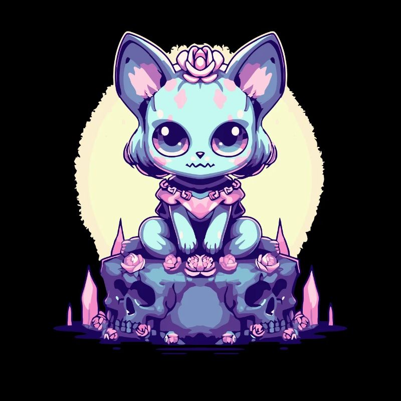 Kawaii Pastel Goth Mignon Chat Sorcière Effrayant