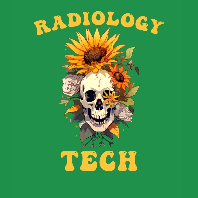 Radiology Tech Fleur Funny Skull Radiologist Jeu de mots