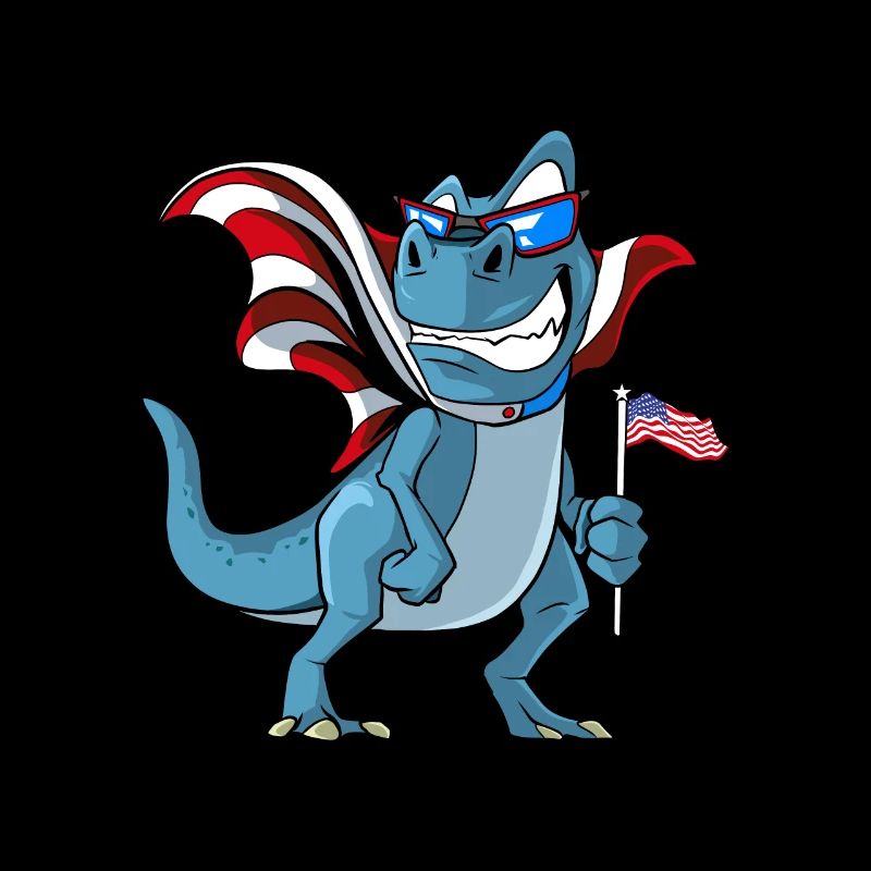 Mignon dinosaure drapeau américain