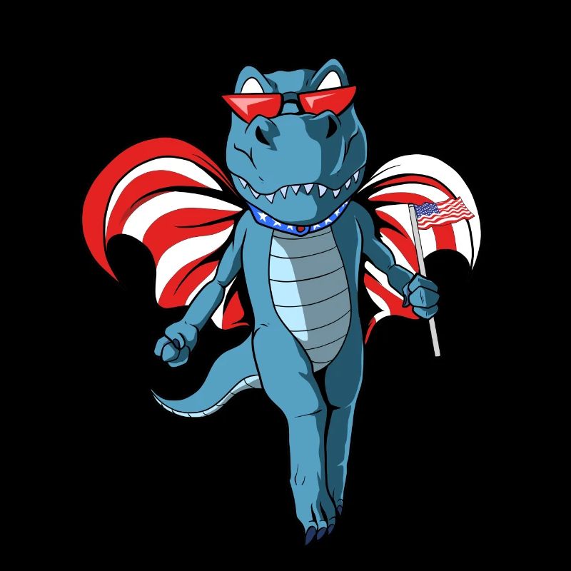Mignon dinosaure drapeau américain