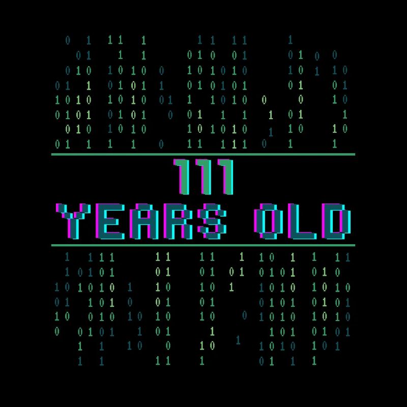 7th Birthday 7 Years Old Binary Code Computer Science