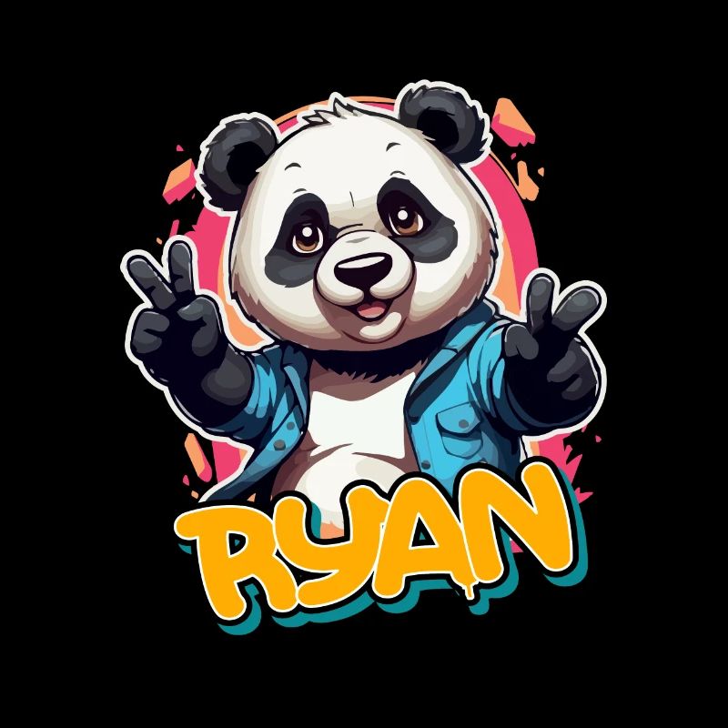 RYAN - Beau nom de garçon avec Cool Panda