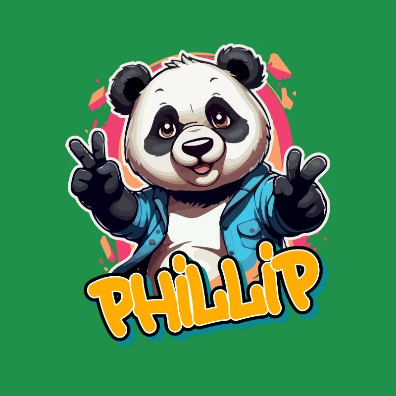 PHILLIP - Handsome Boy Name with Cool Panda