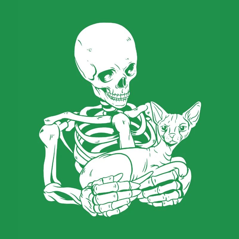 Skeleton Holding Cat