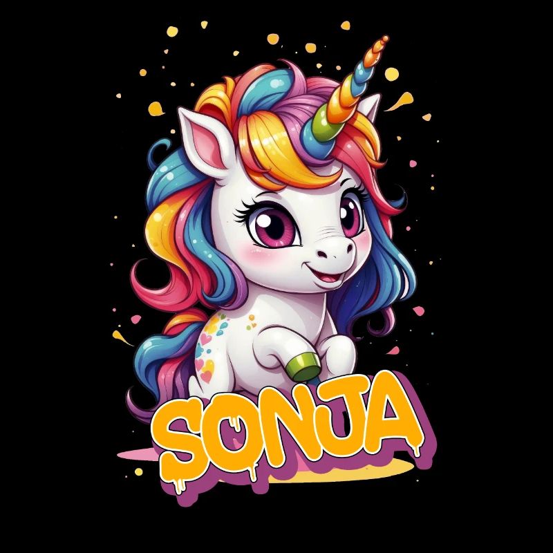SONJA - Schöner Mädchen Name mit süßem Einhorn