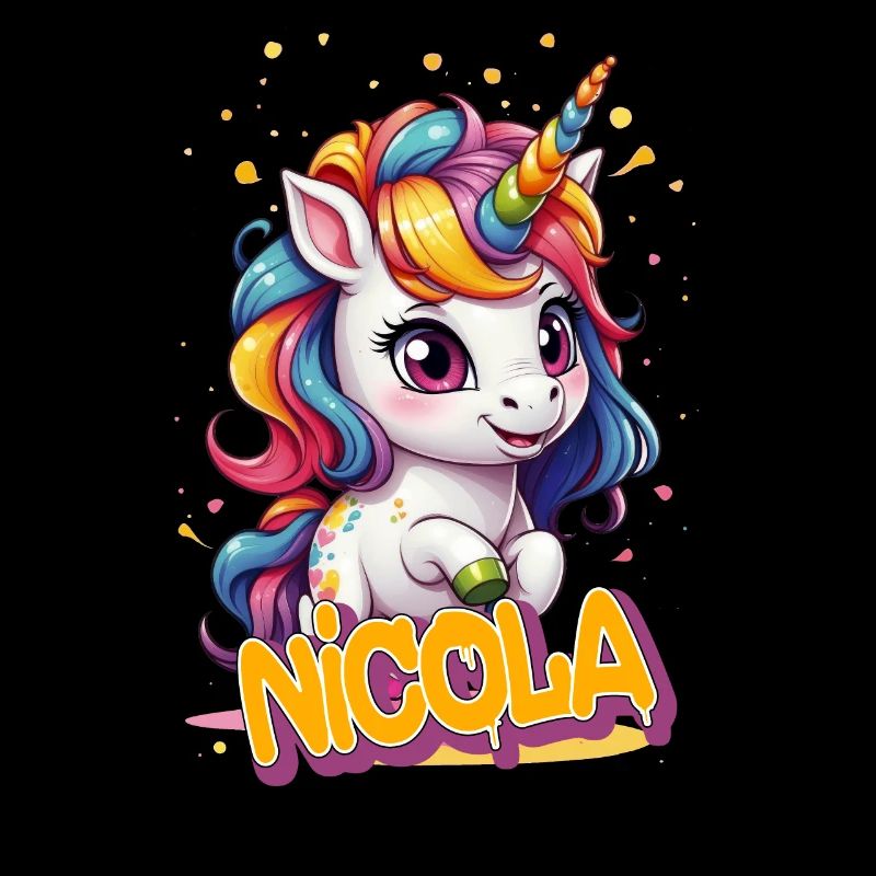 NICOLA - Schöner Mädchen Name mit süßem Einhorn