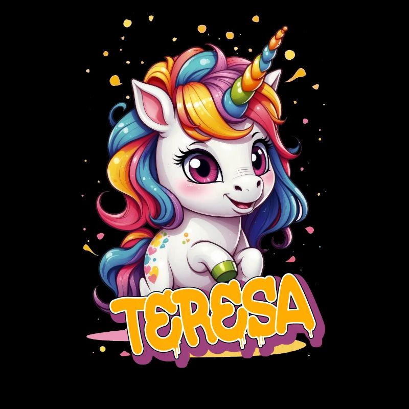 TERESA - Schöner Mädchen Name mit süßem Einhorn
