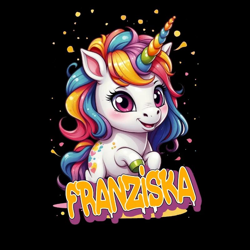 FRANZISKA - Schöner Mädchen Name mit süßem Einhorn