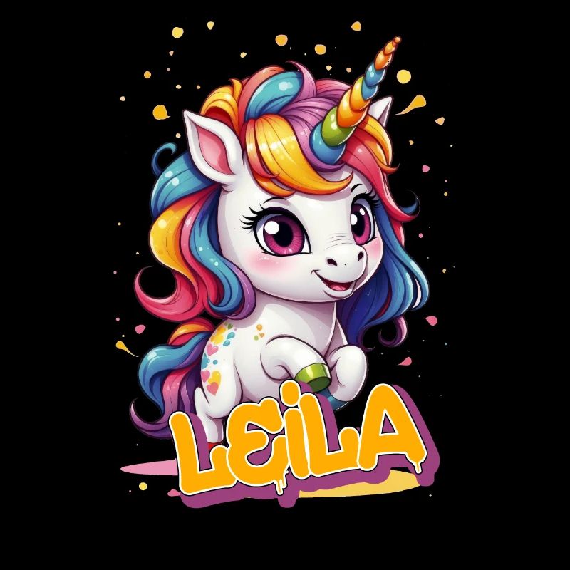 LEILA - Schöner Mädchen Name mit süßem Einhorn
