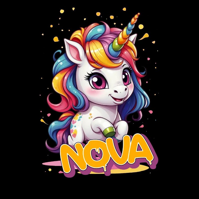 NOVA - Schöner Mädchen Name mit süßem Einhorn