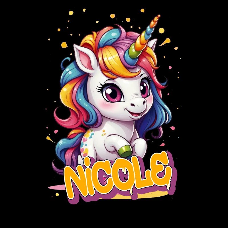 NICOLE - Schöner Mädchen Name mit süßem Einhorn