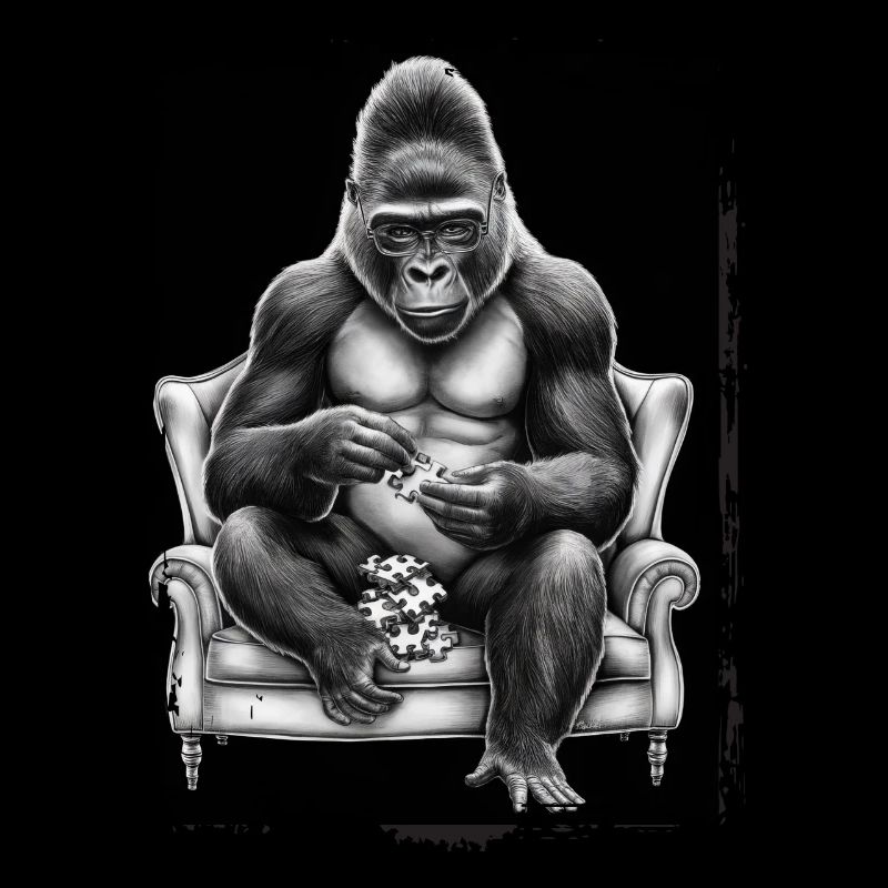 Gorilla spielt Puzzle Geschenk