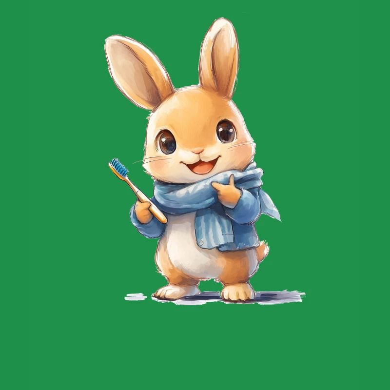 Rabbit with toothbrush