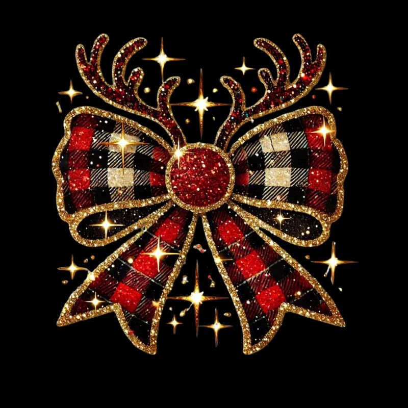 Christmas check bow with glittering ends
