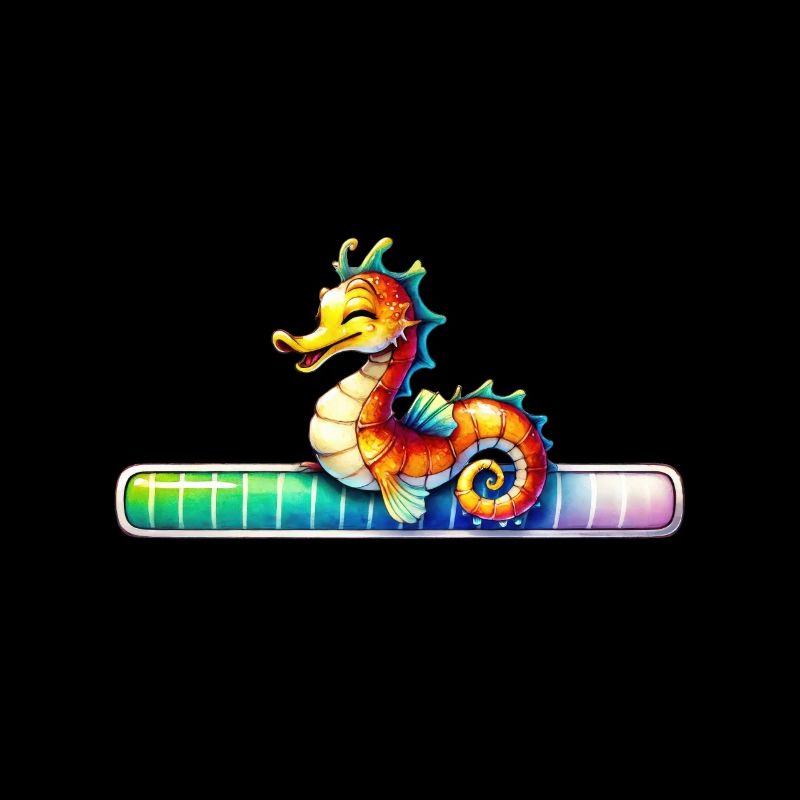 Hippocampe joyeux avec échelle de couleurs