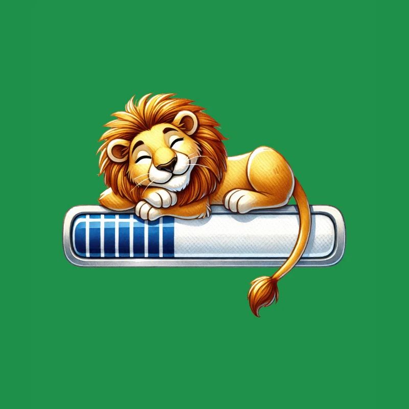 Cute Sleeping Lion on Loading Bar