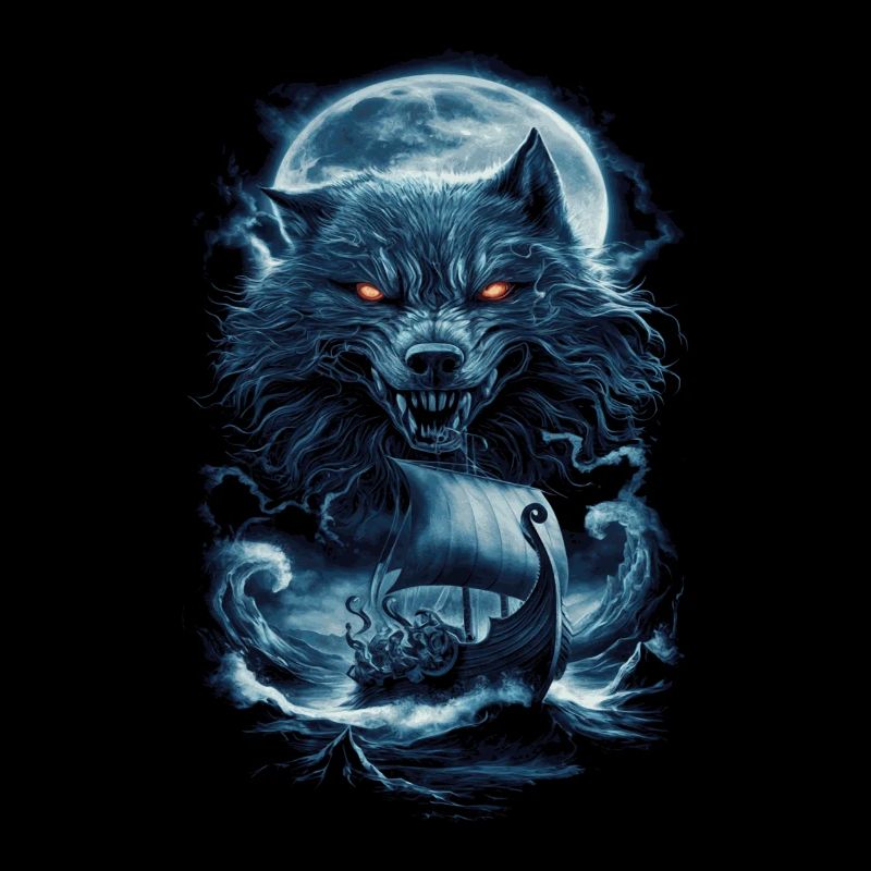Vikings – Loups et navire au clair de lune