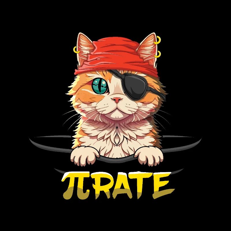 Pi Day Katze Pirat Δ Rate Illustration