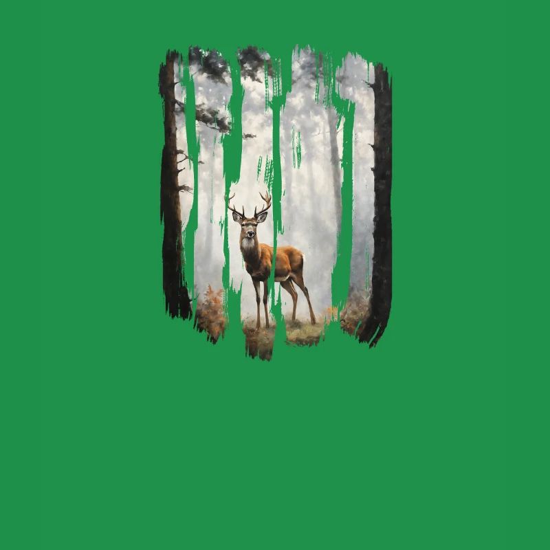 Triptyque Cerf dans les Bois Brumeux